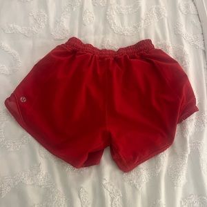 size 2 four inch red lululemon shorts, worn once.